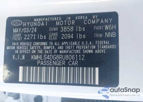 2024 Hyundai Elantra Sel из США, поврежденный, VIN KMHLS4DG8RU806112